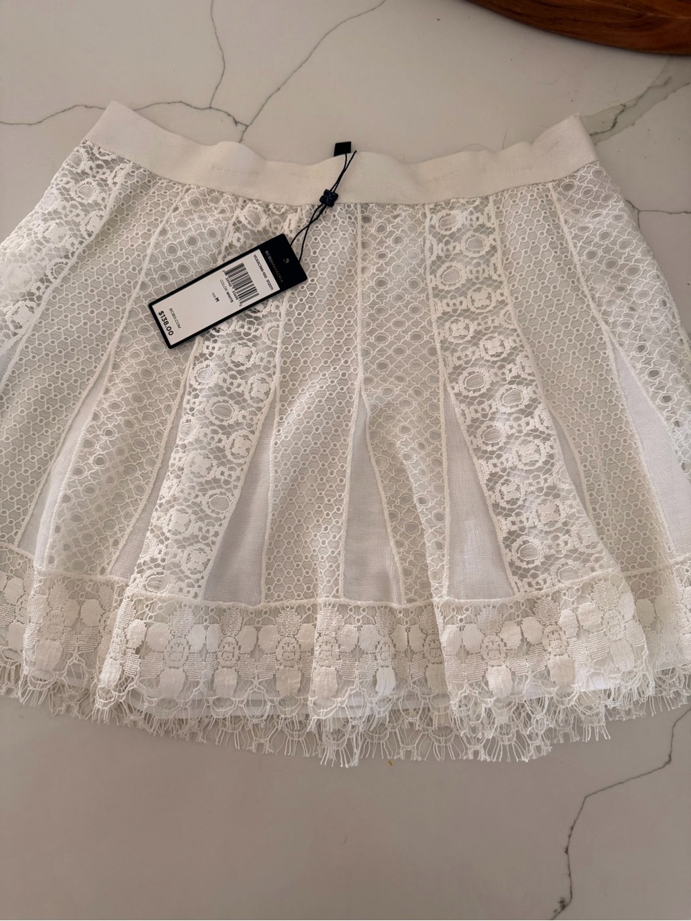 BCBG Women’s Lace Panel Mini Skirt - White